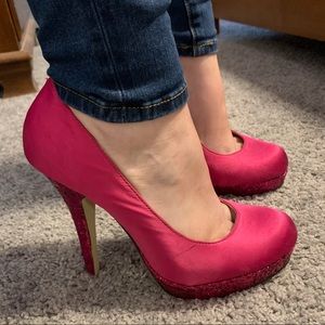 Hot pink heel with sparkle